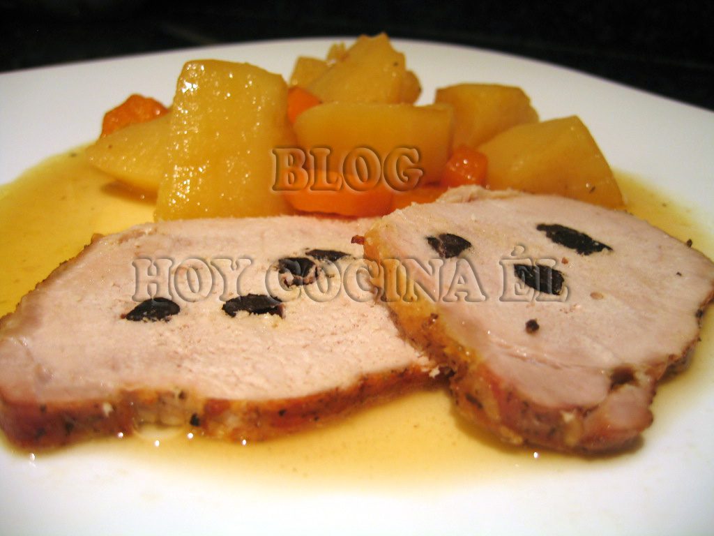 Lomo de cerdo mechado con trufa